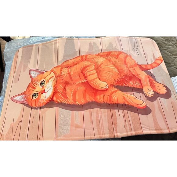 Orange Ginger Cat Floor Mat For Bathroom And Toilet Entrance 40x60cm New‎ - Picture 1 of 5